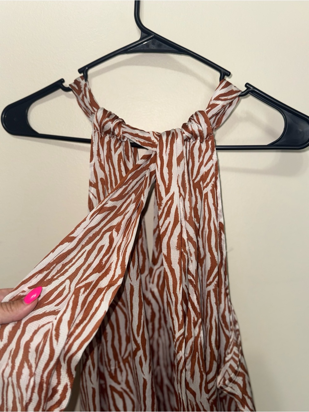 Zebra Print Halter Top - Rust & White by RyeGrass - Picture 4 of 7